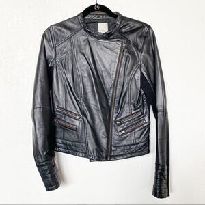 Halogen Black Leather Moto Jacket Size Small